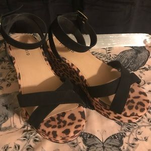 Torrid faux suede platform sandals w/ ankle strap